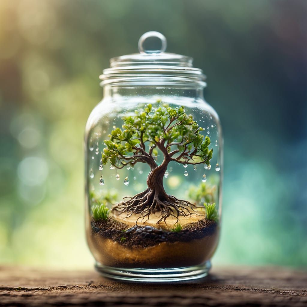 Miniature Tree in a Delicate Glass Jar