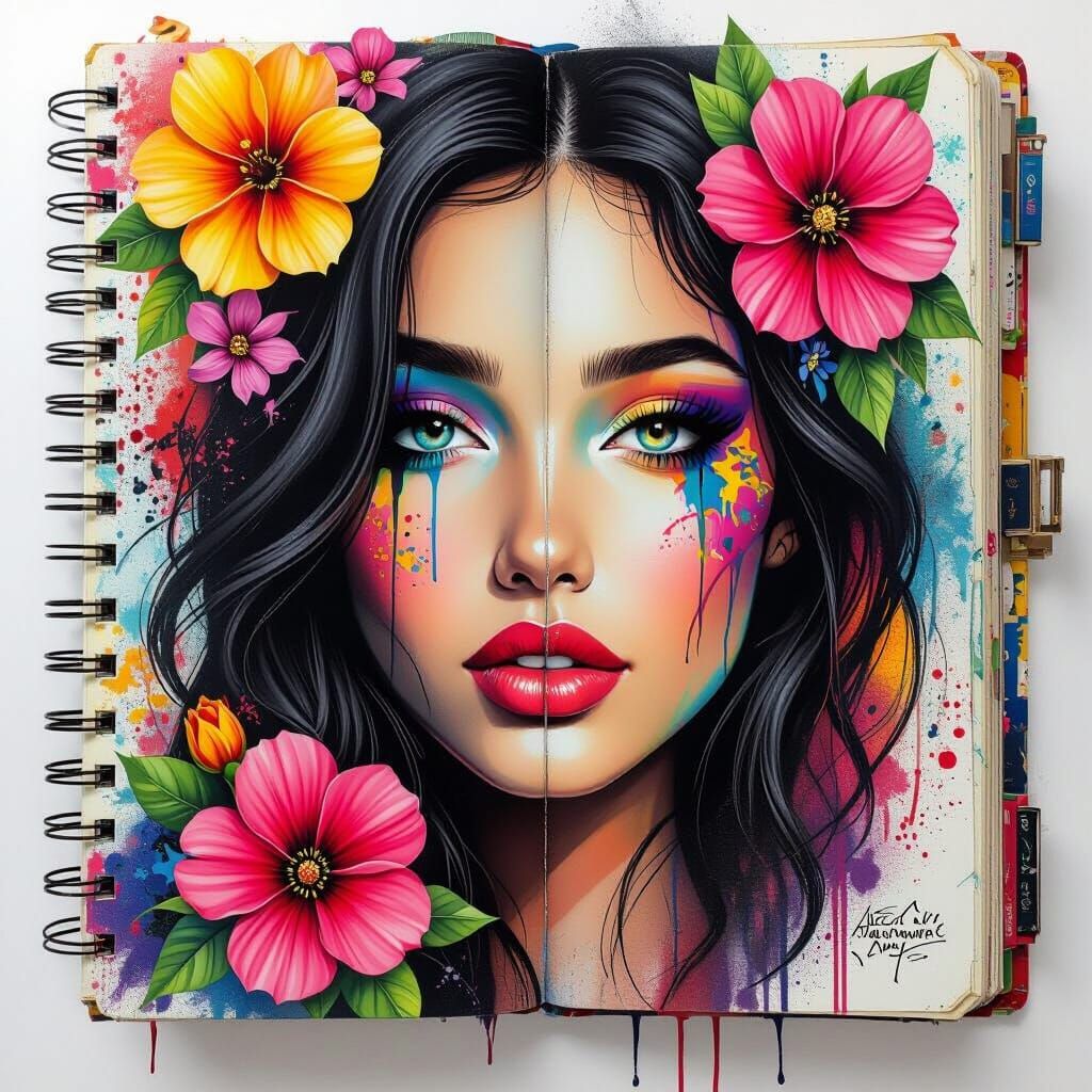 Scrapbook Art: Faces, Poems, Flowers in Vibrant Mixed Media