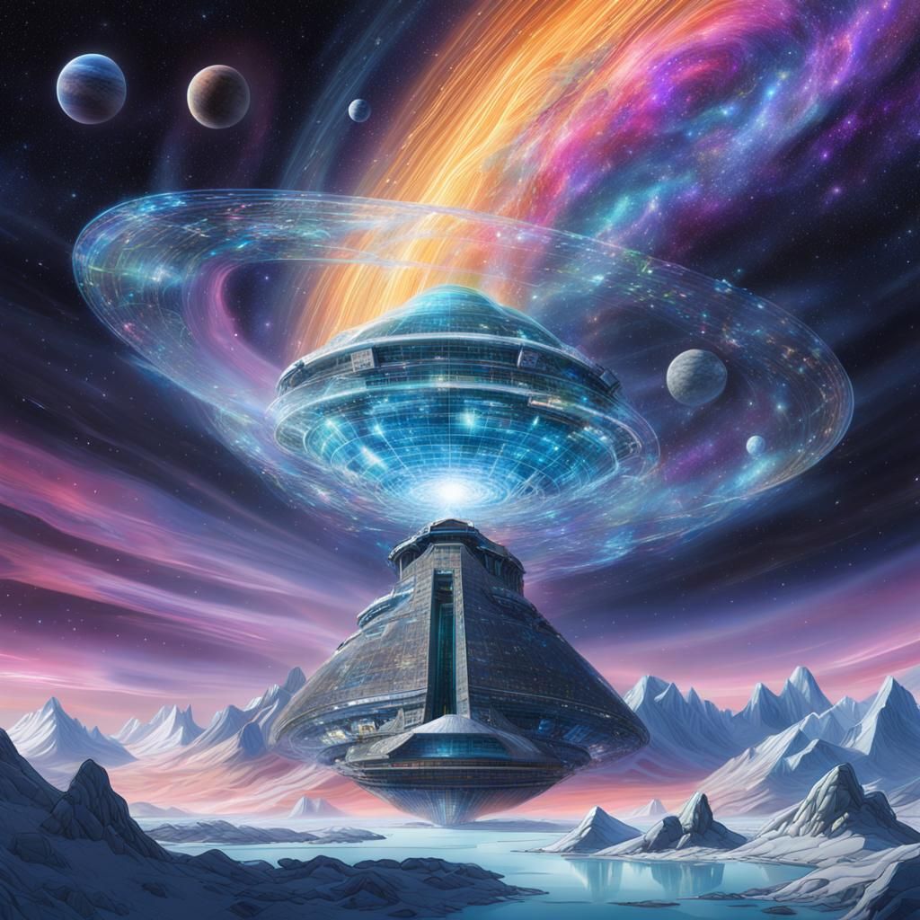 Arctic Gateway: Advanced Stealth Spacecraft in Holographic I...