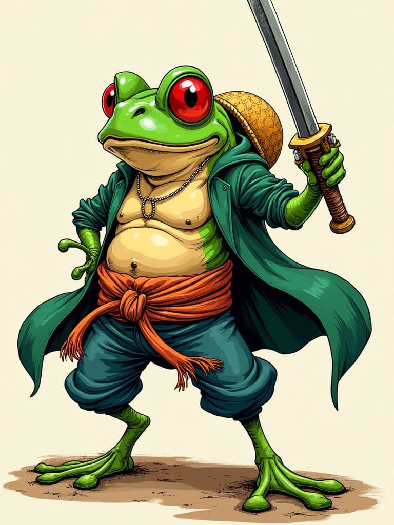 Frog Zoro: One Piece Manga-Style Illustration