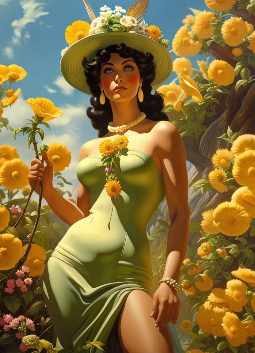 Personification of Springtime as Fantasy Art