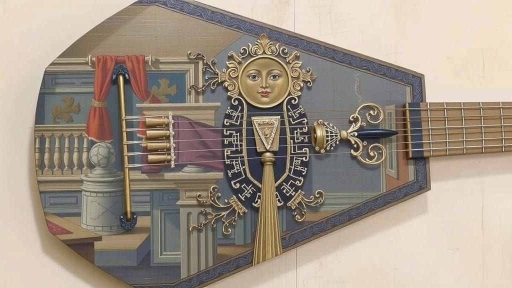 Baroque Musician with Rare Instrument in Warm Ambiance