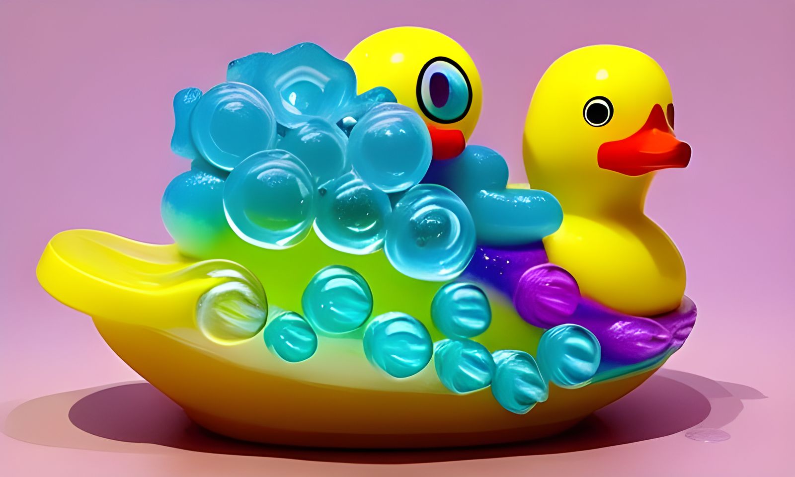 Vibrant Rubber Ducky in Bubbly Bath