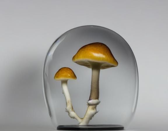 Giant Fly Agaric Mushrooms in Linocut Style