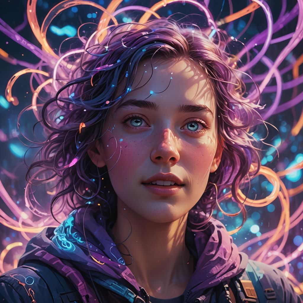 Joyful Dreamer Portrait in Ethereal Lights