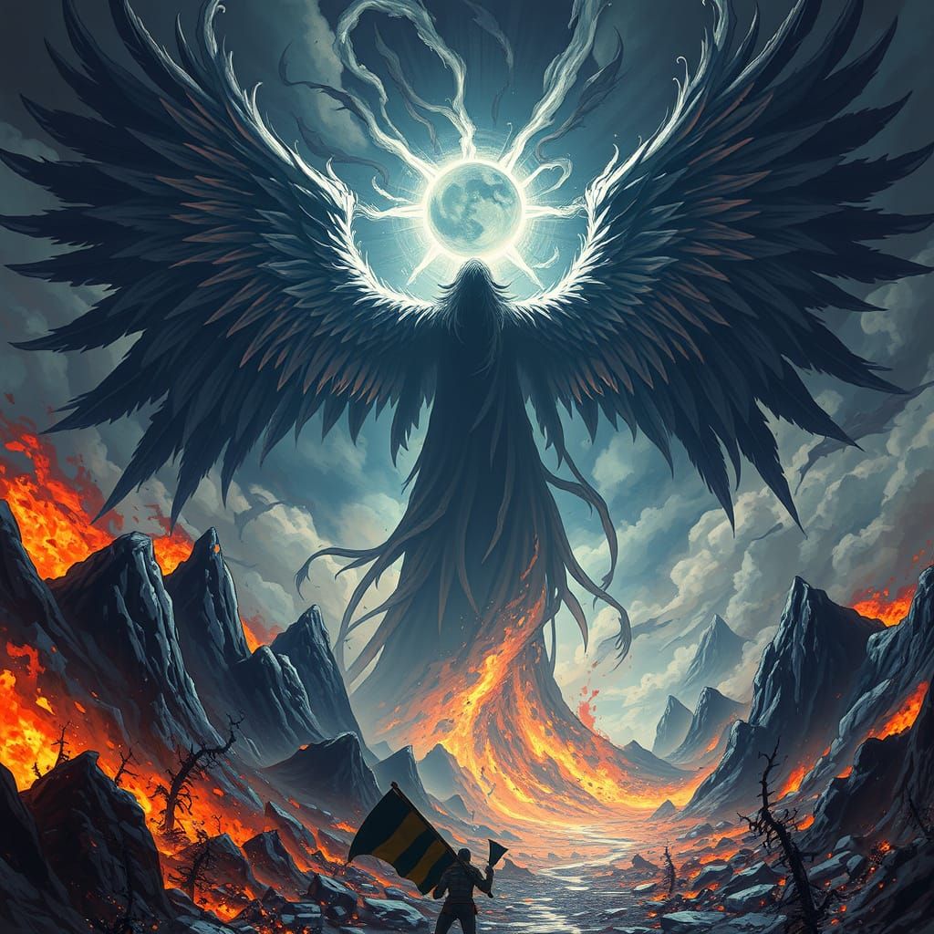Majestic Angel of Doom Descends Upon a Ravaged Apocalypse