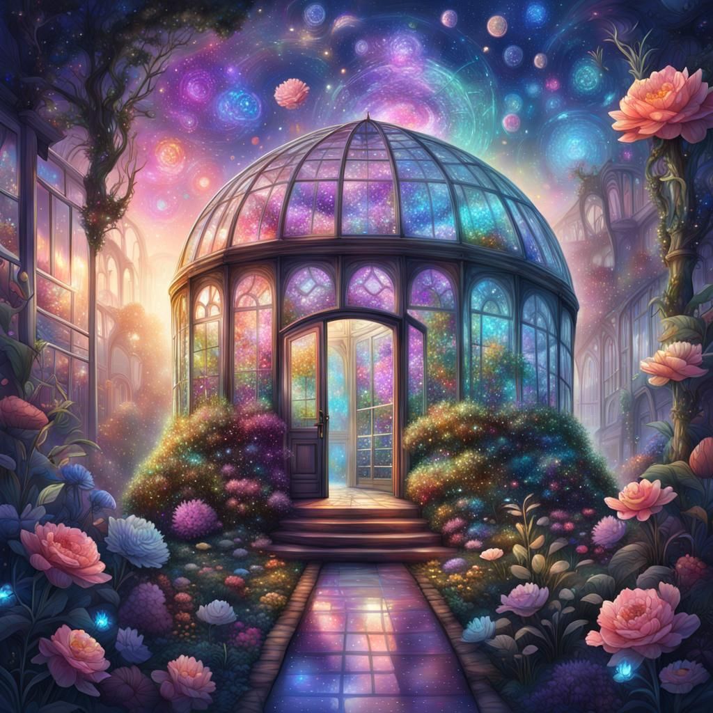 Holographic Greenhouse with Crystalline Flowers