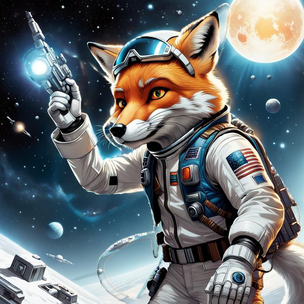 Anthro Fox in 1970s Space Flight Suit