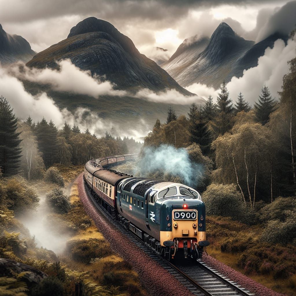 Royal Scots Gray Train Navigates Mountainous Terrain