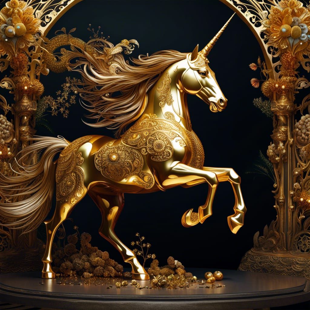 Gold Filigree Unicorn: A Digital Masterpiece