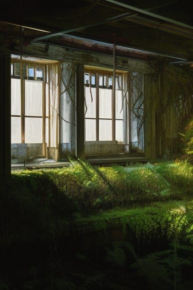 vegetation inside house - abandoned
