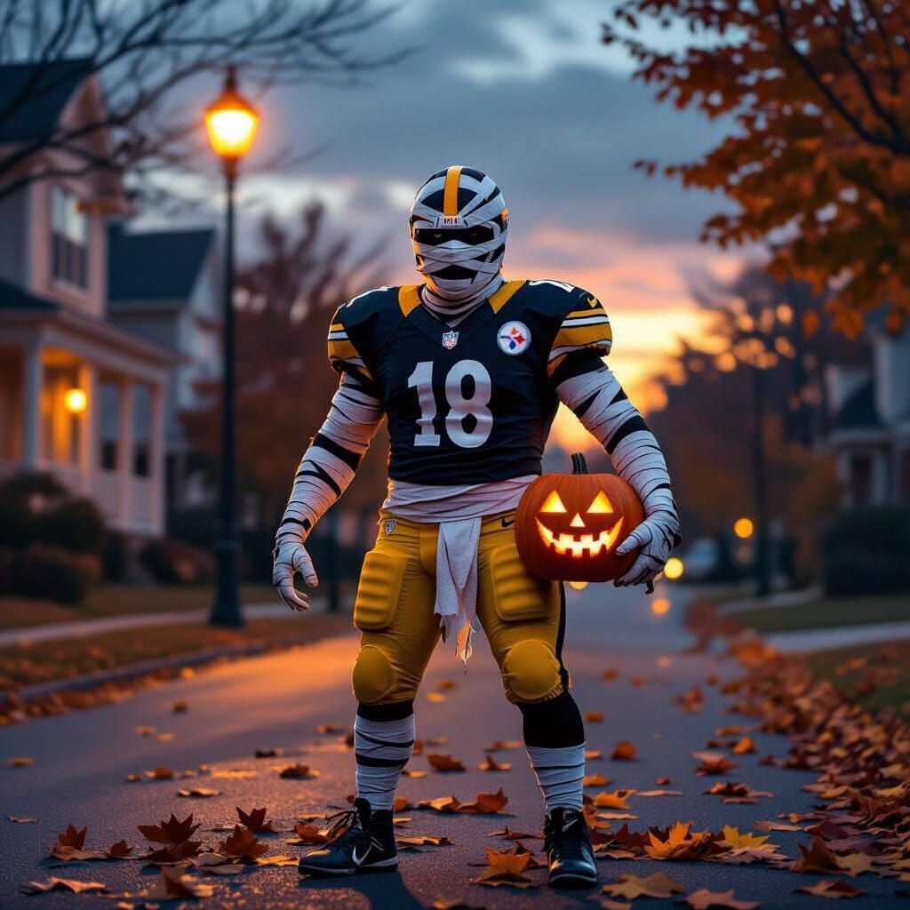 Steelers Player as Mummy for Halloween