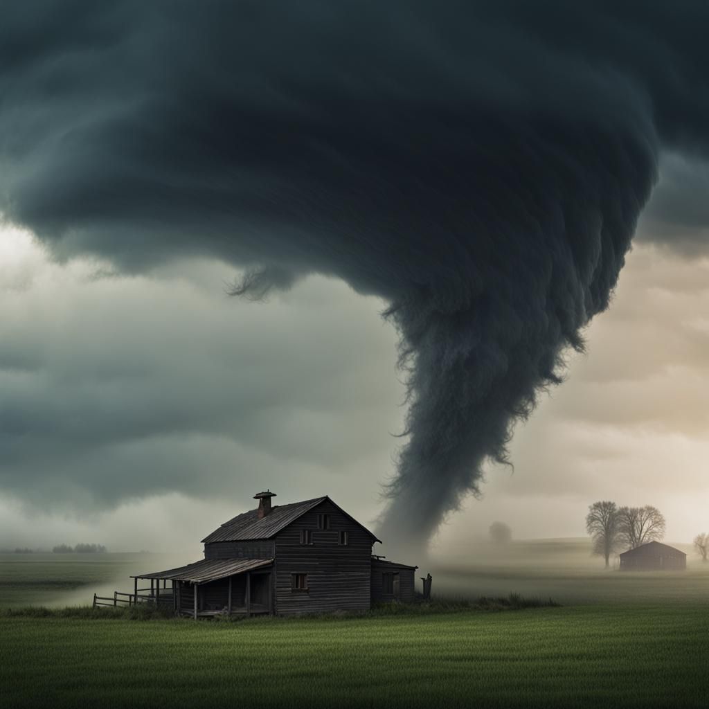 Tornado Approaches Farmhouse with Dynamic Lighting