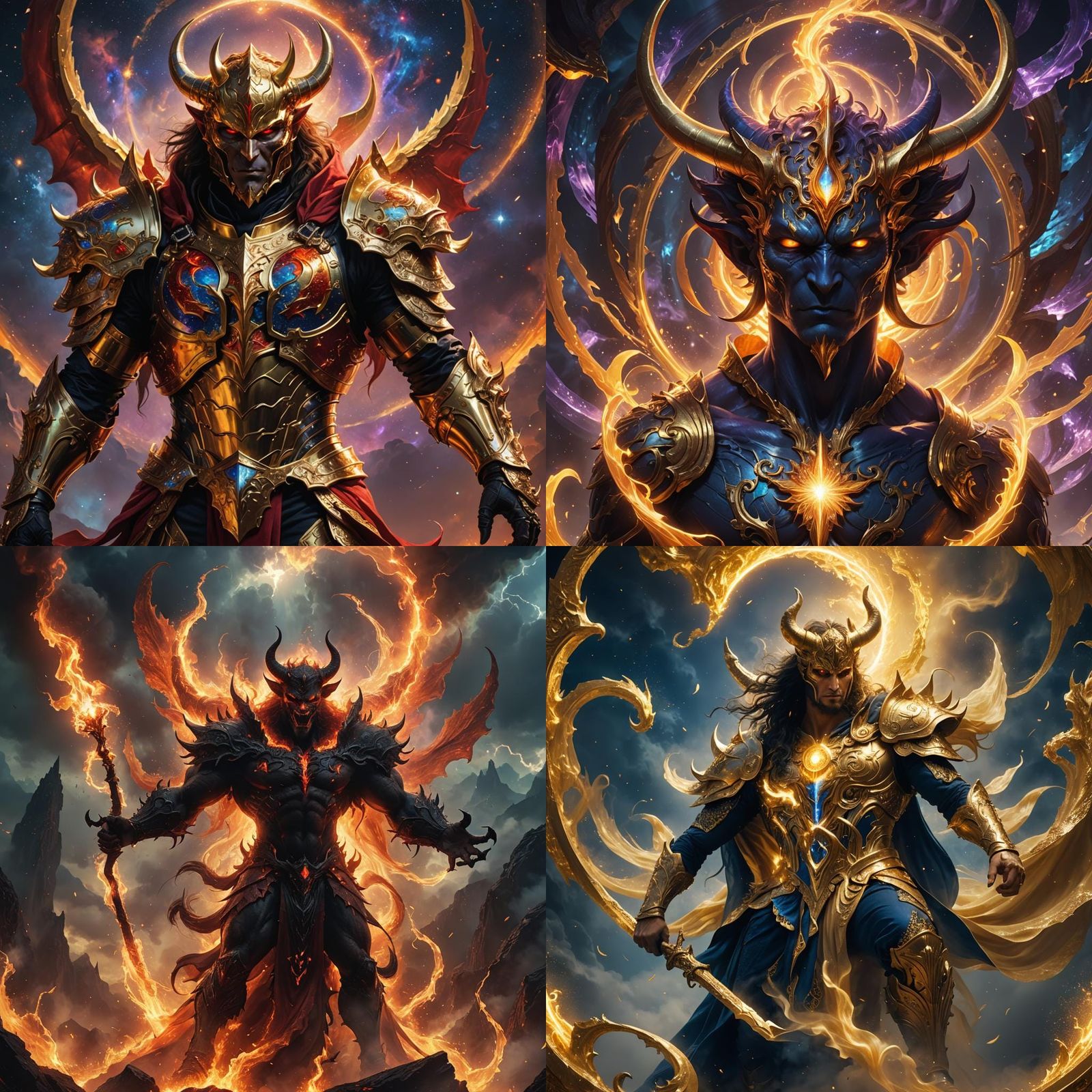Enchanting Birth: Golden Half-Devil, Half-God Art