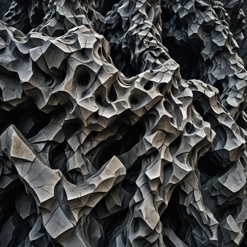 Dark Expressionist Sculpture in Macro Photography