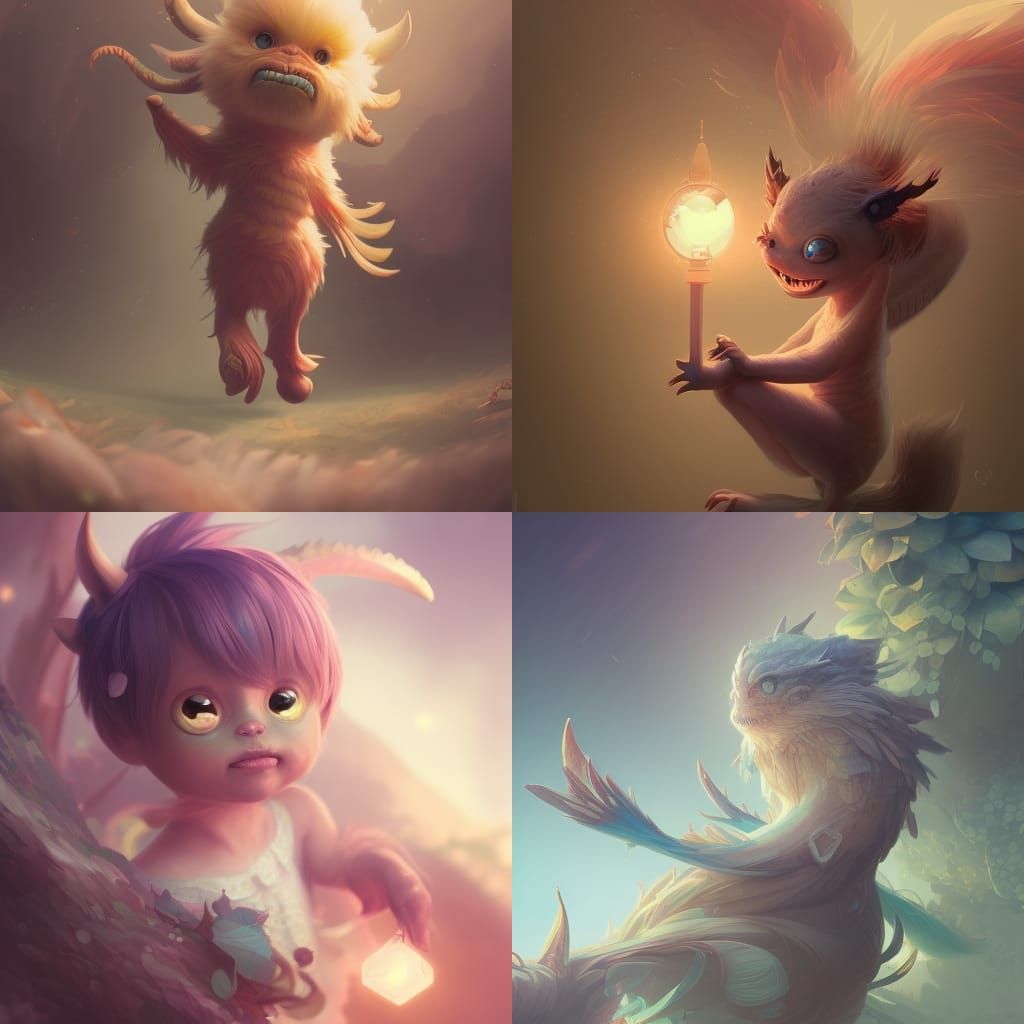 Cute Monster Digital Illustration in Hyper-Realistic Style