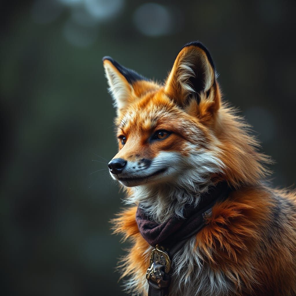 Majestic Warrior Fox in Photorealistic Storybook Style