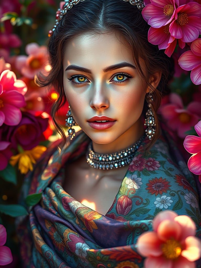 Stunning Hyperrealistic Portrait of a Royal Princess in a Vi...