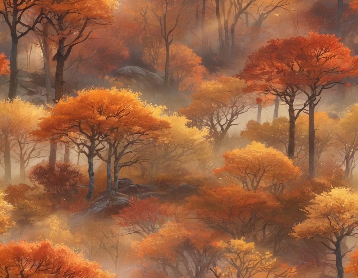 Autumn Landscape in Digital Watercolor Style