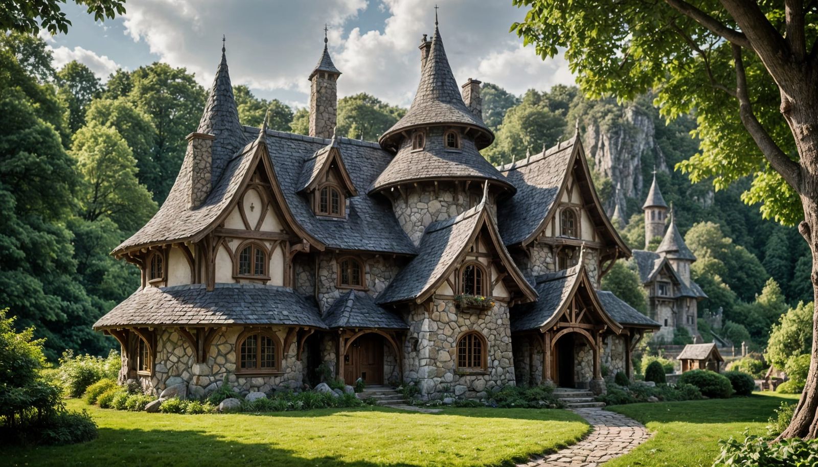 Elegant Elven Castle in an Enchanted Forest