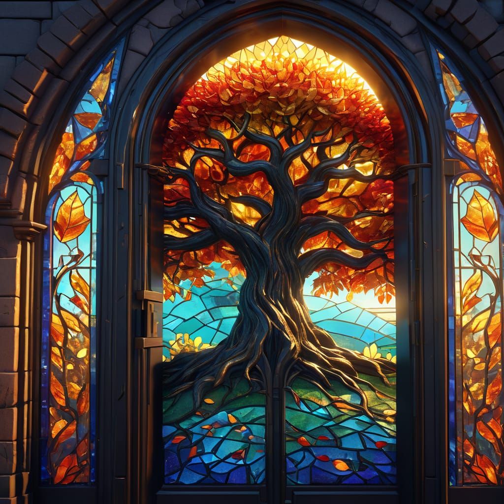Stained Glass Doorway to Tree of Life