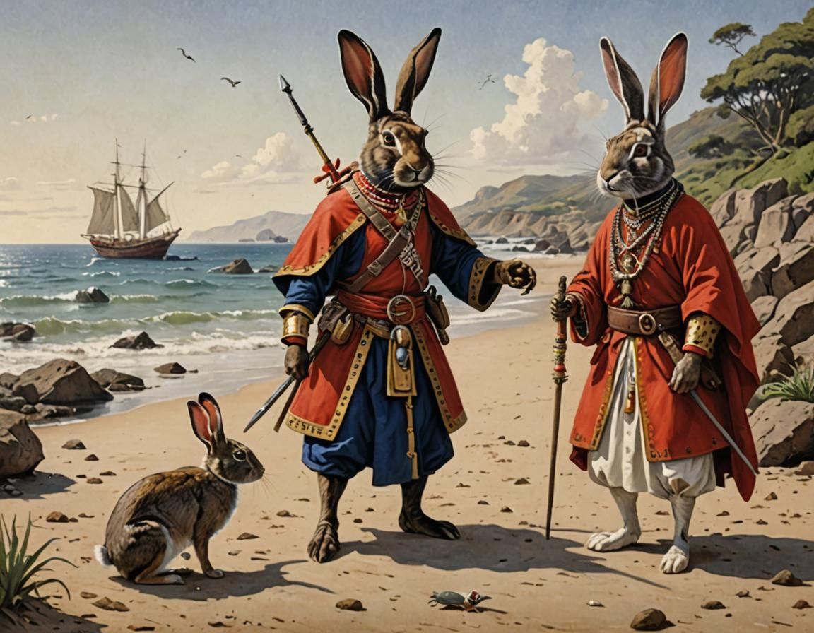 Masai Warrior Rabbit Meets Portuguese Nobleman