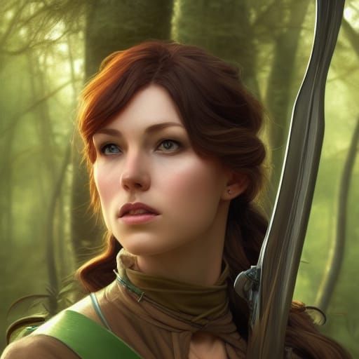 Female Robin Hood Portrait in Art Nouveau Style