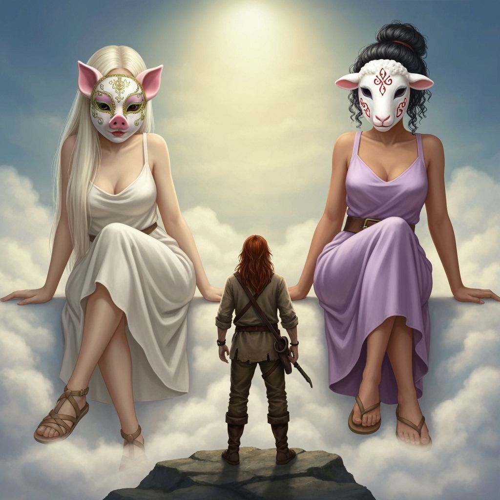 Adventurer Before Cloud Goddesses: Fantasy Art