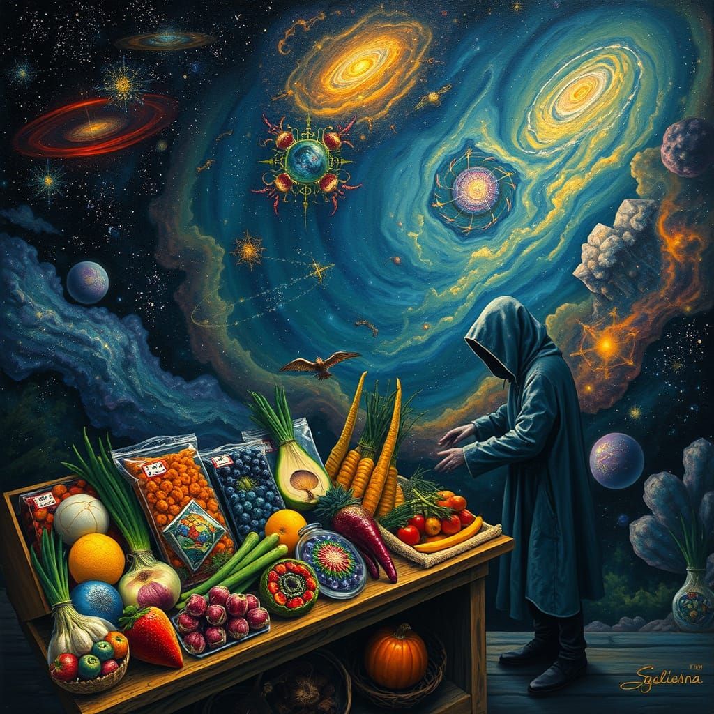 Cosmic Farmstand: Stardust Produce in Crystalline Structures