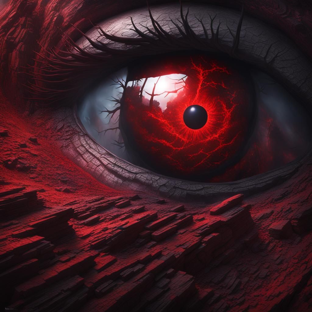 Surreal Red Eyes of the Earth: Fantasy Concept Art