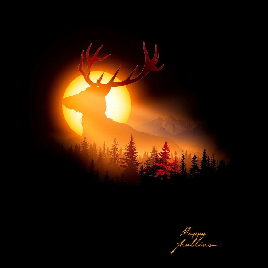 Majestic Deer Silhouette Reveals Autumn Landscape