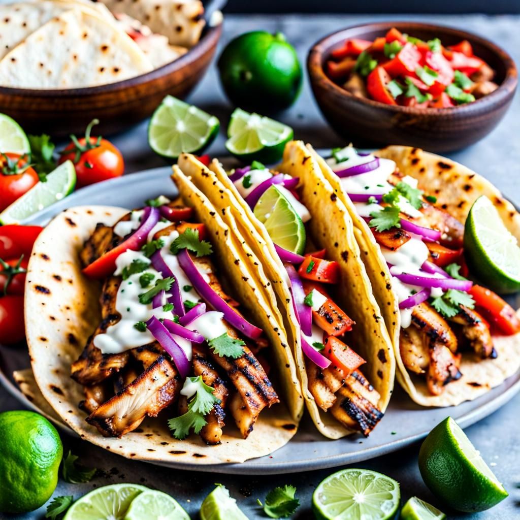Grilled Chicken Fajita Tacos on Platter