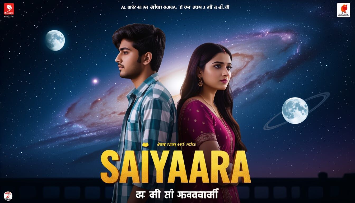 Melancholy Couple Under a Shattered Galaxy Sky