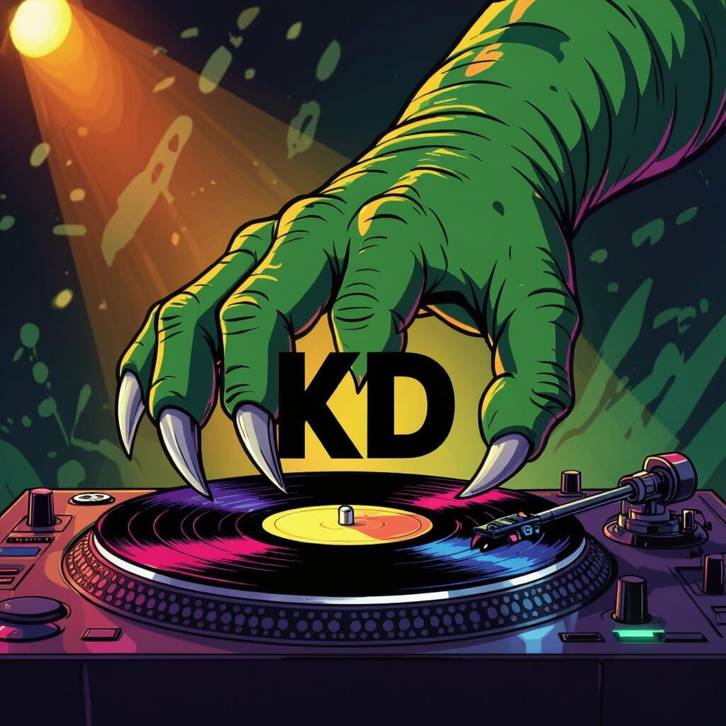 Dinosaur Claw DJing with Turntable