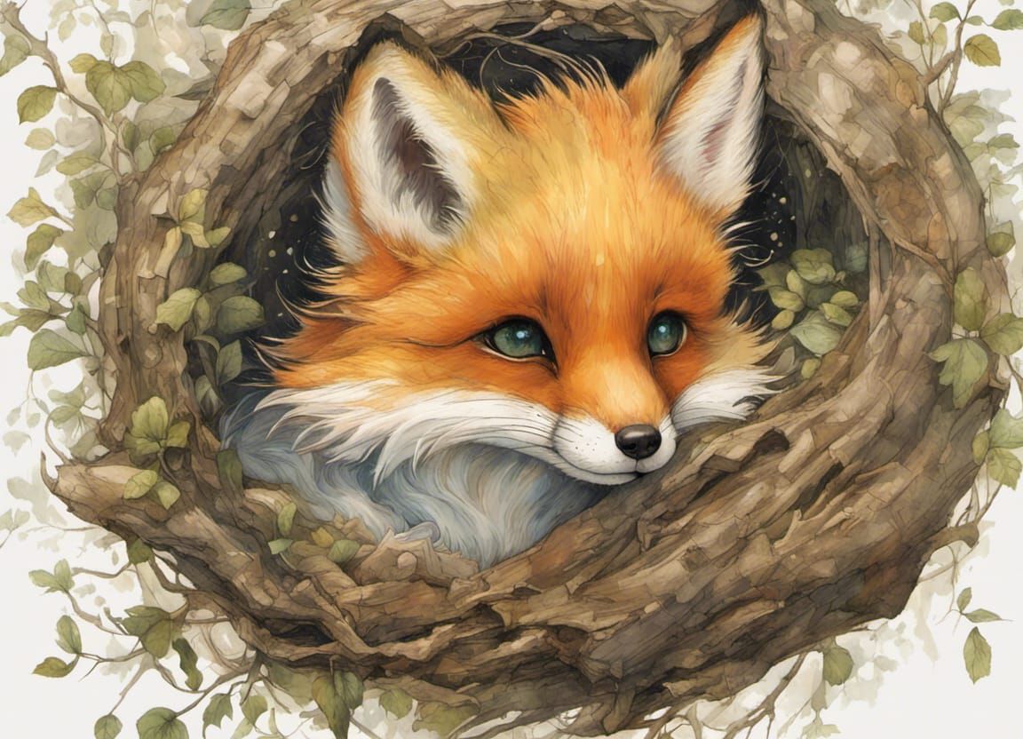 Adorable Baby Fox Sleeping Through Windy Storm