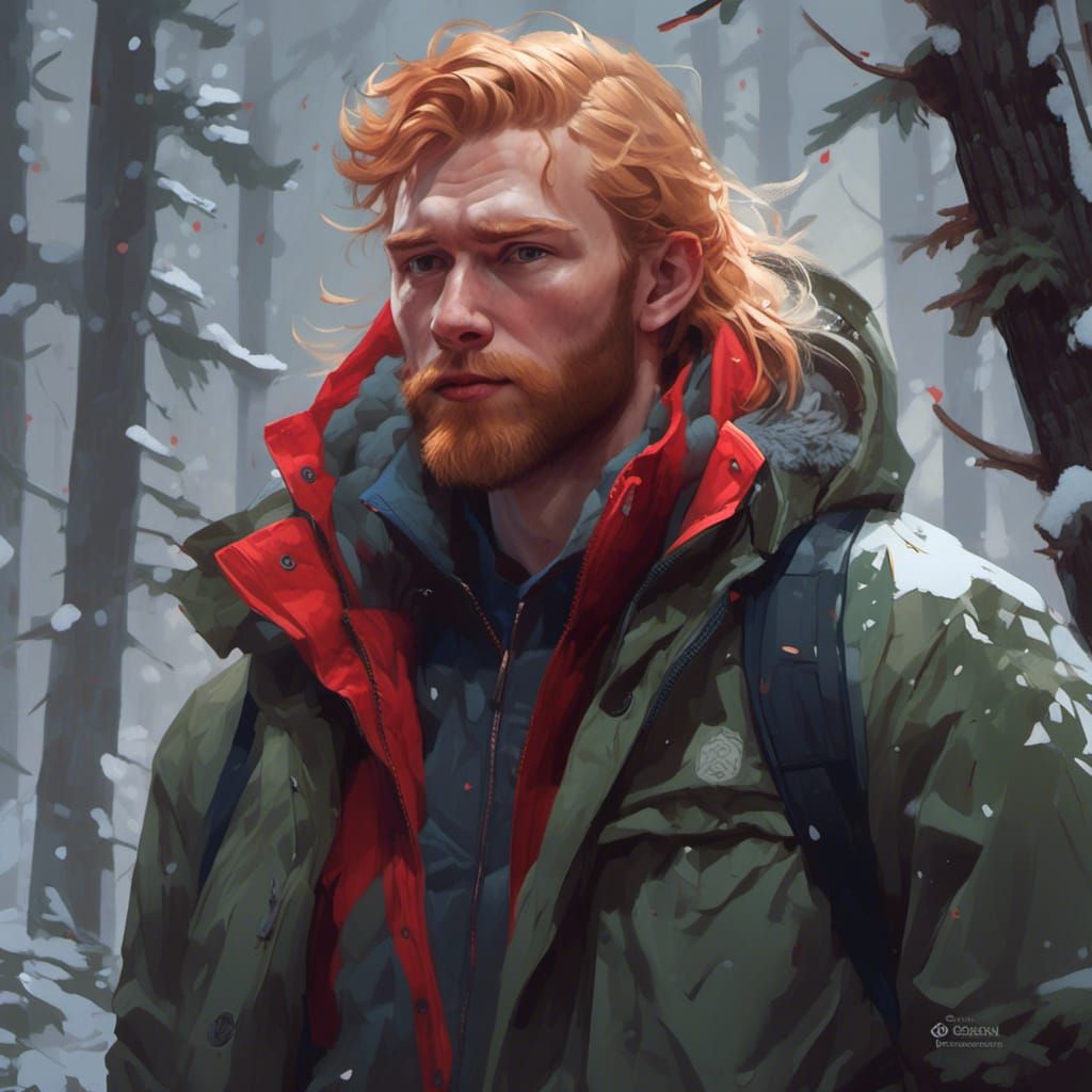 Confident Hiker in Snowy Canadian Forest