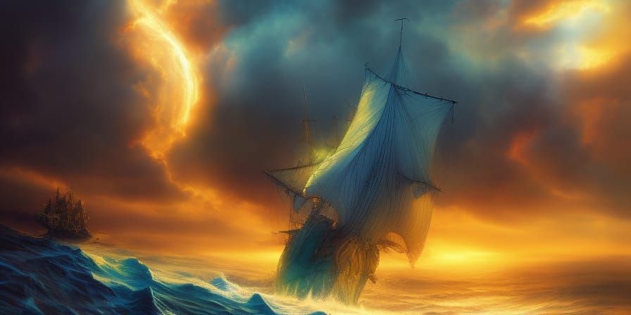 Dragon Flying Over Ocean in Anime Graffiti Style