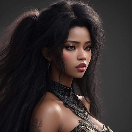 Beautiful Woman in Dark Robes: Hyperrealistic Portrait