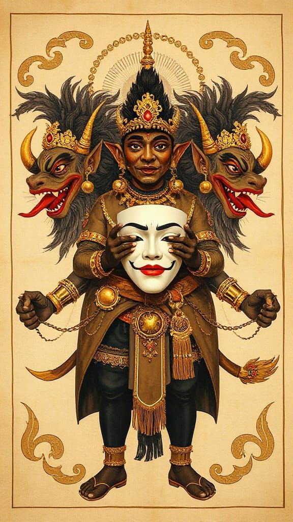 Balinese Kamasan Painting of Dual Identity in Traditional My...