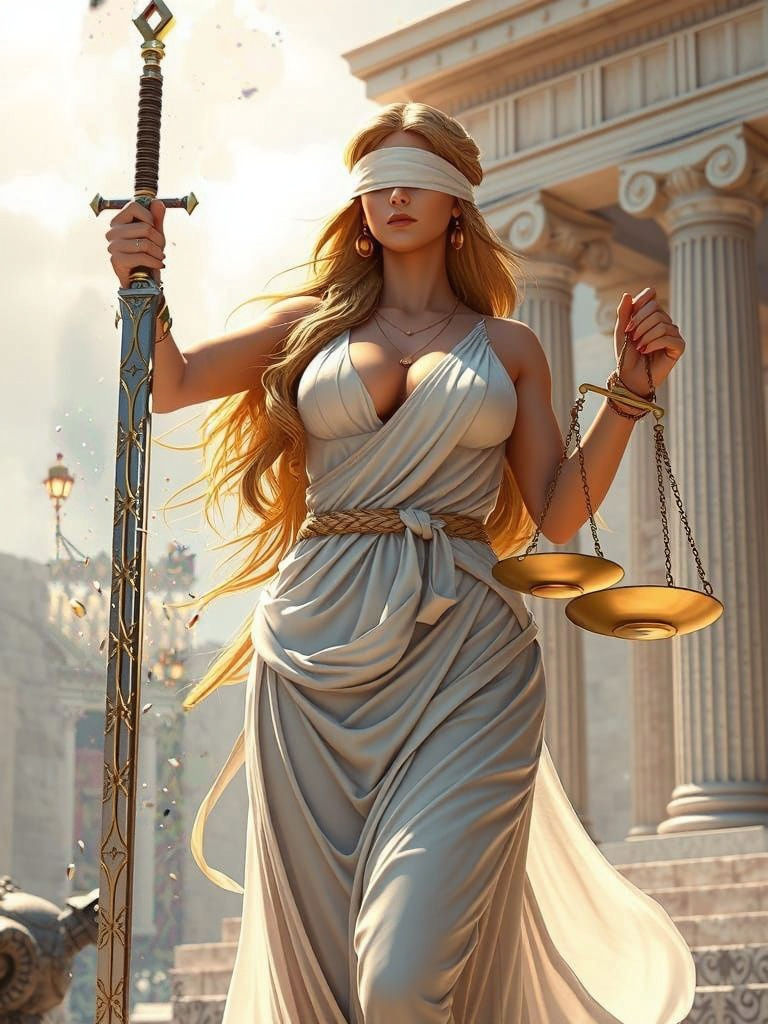 Sexy Ancient Greek Goddess of Justice Themis in Revealng Gos...