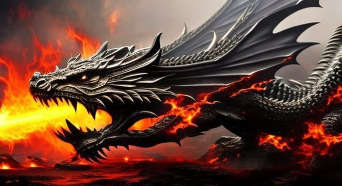 Epic Black Dragon God of Magic and Fire