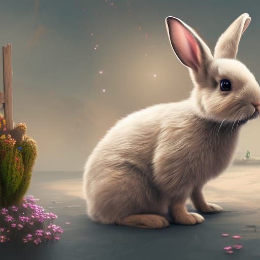 Cute Bunny in Detailed Matte Painting