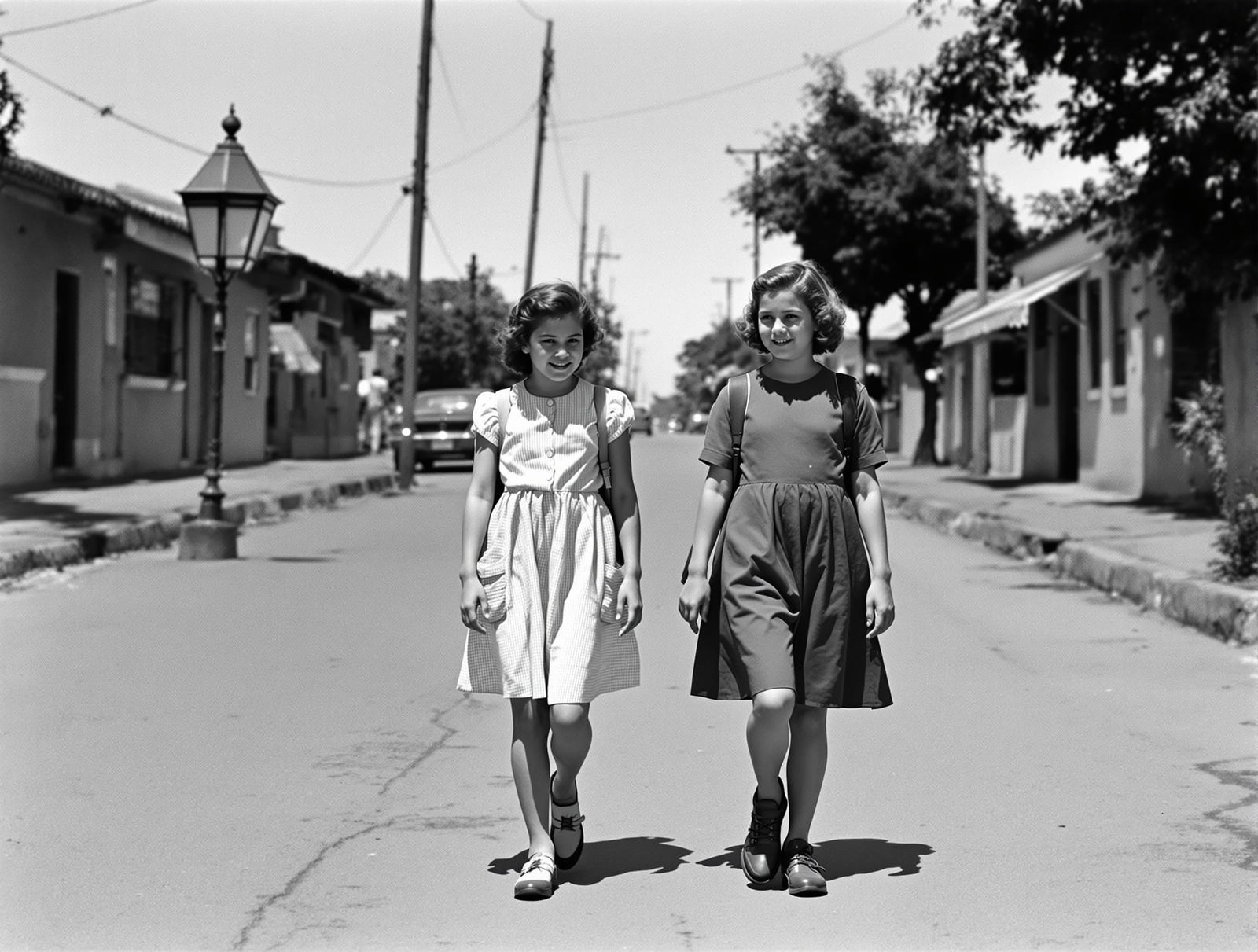 Girls Walking to School in South America, 1950s