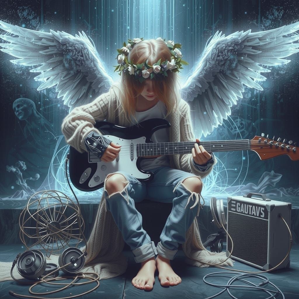 Angel on Granite Rock Formation in Ethereal Light