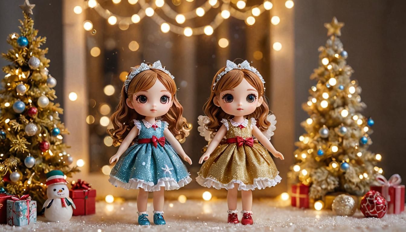 Christmas Kawaii Waifu Figures in Miniature Fairyland