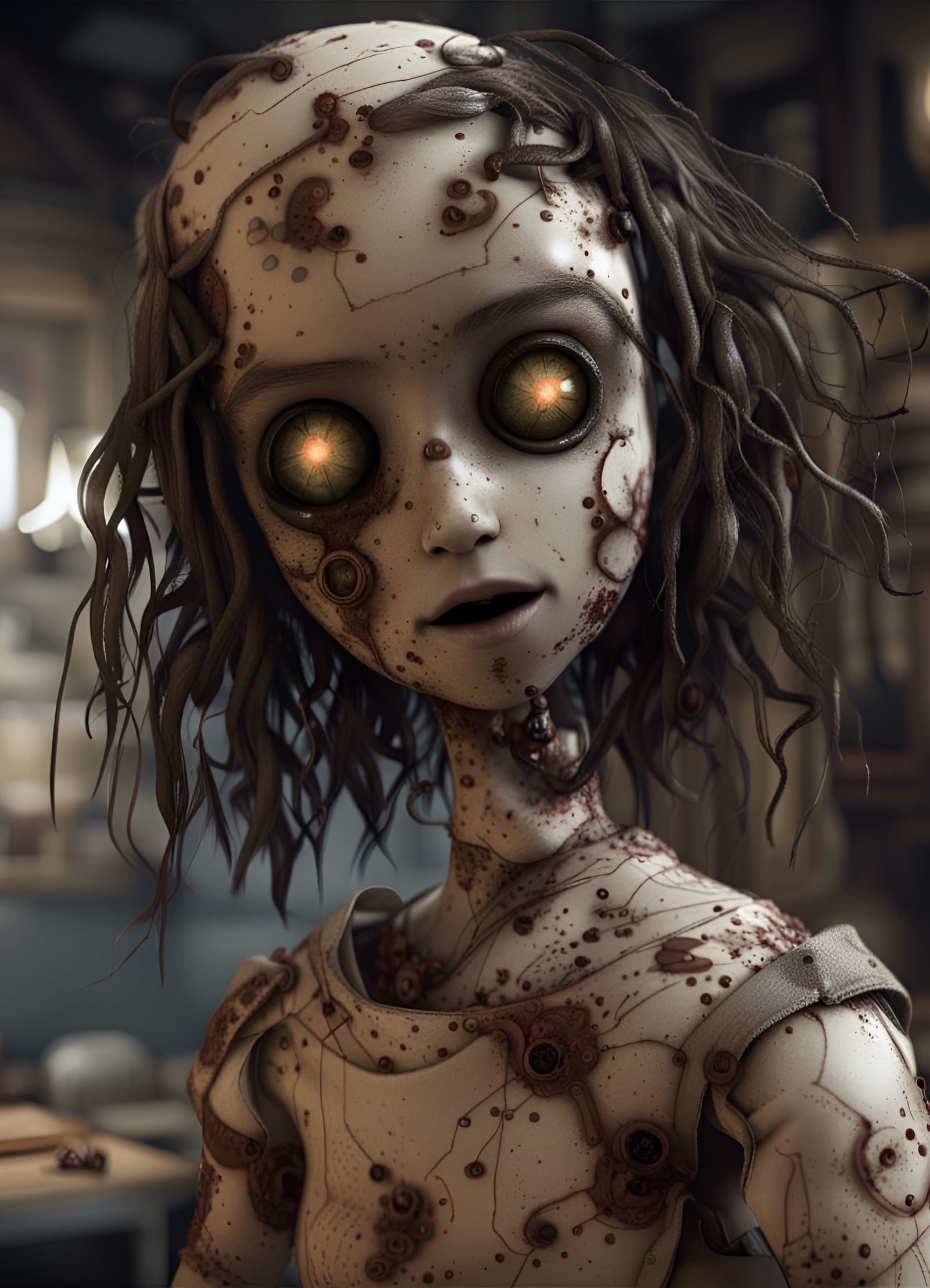 Maggot Infested Rag Doll in Surreal Style