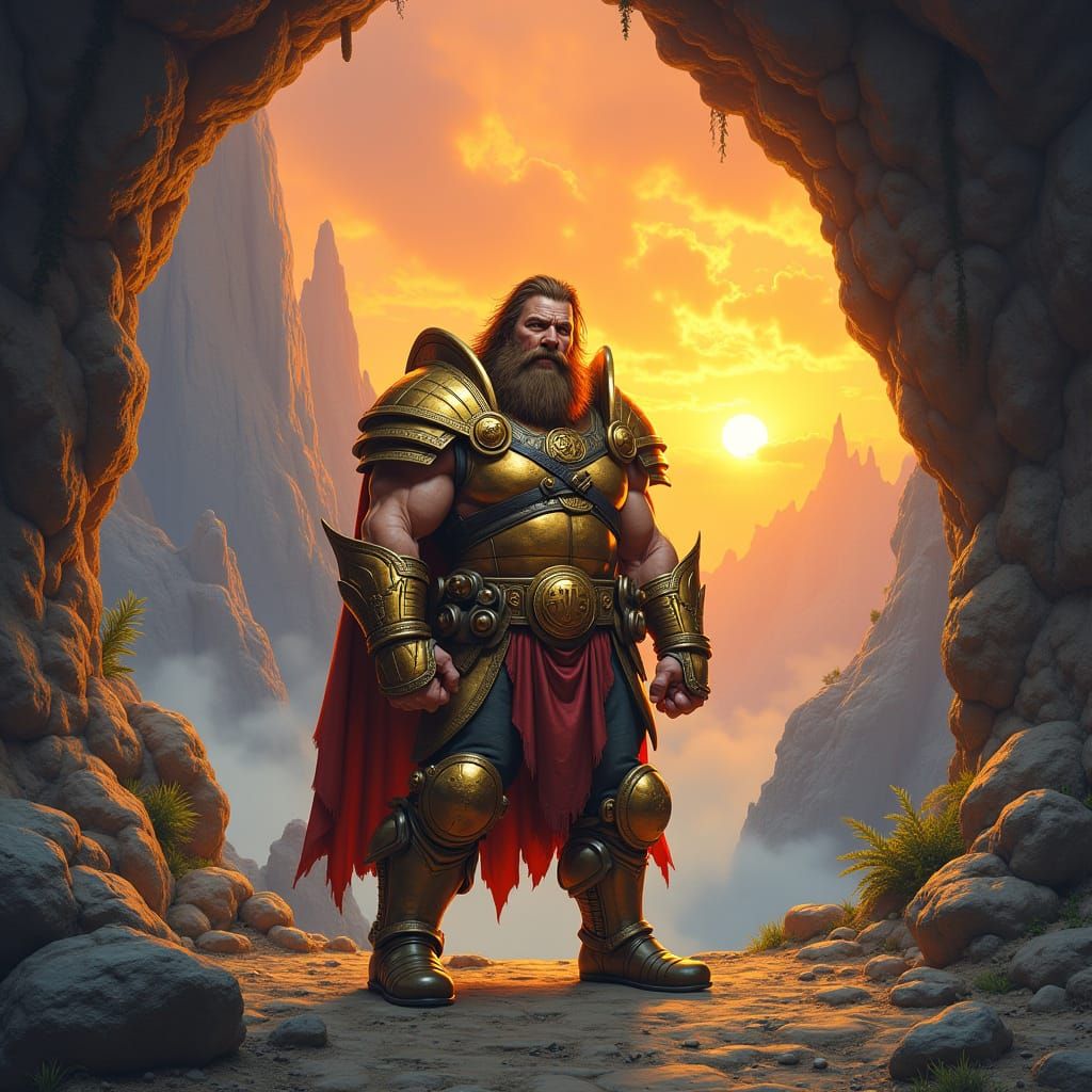 Armored Dwarf in Cave Kingdom, Epic Fantasy Portrait