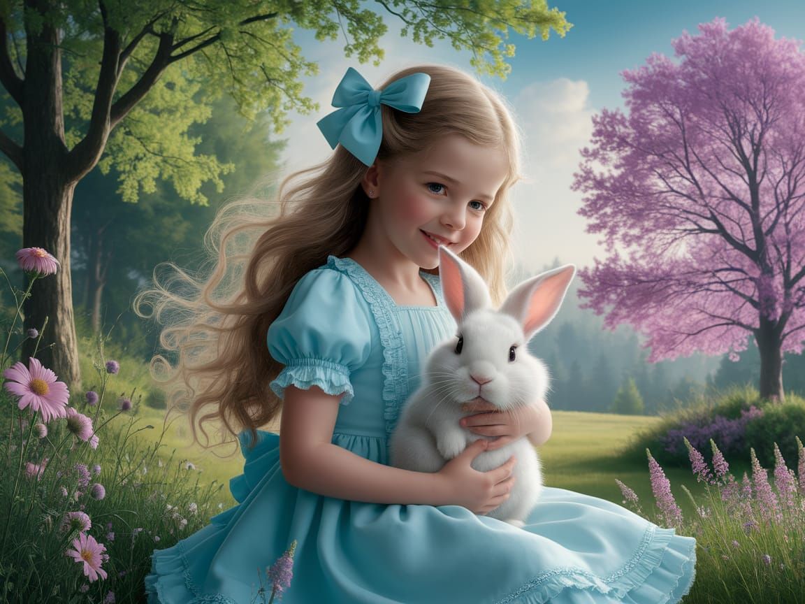 Happy Girl in Lush Forest Wonderland