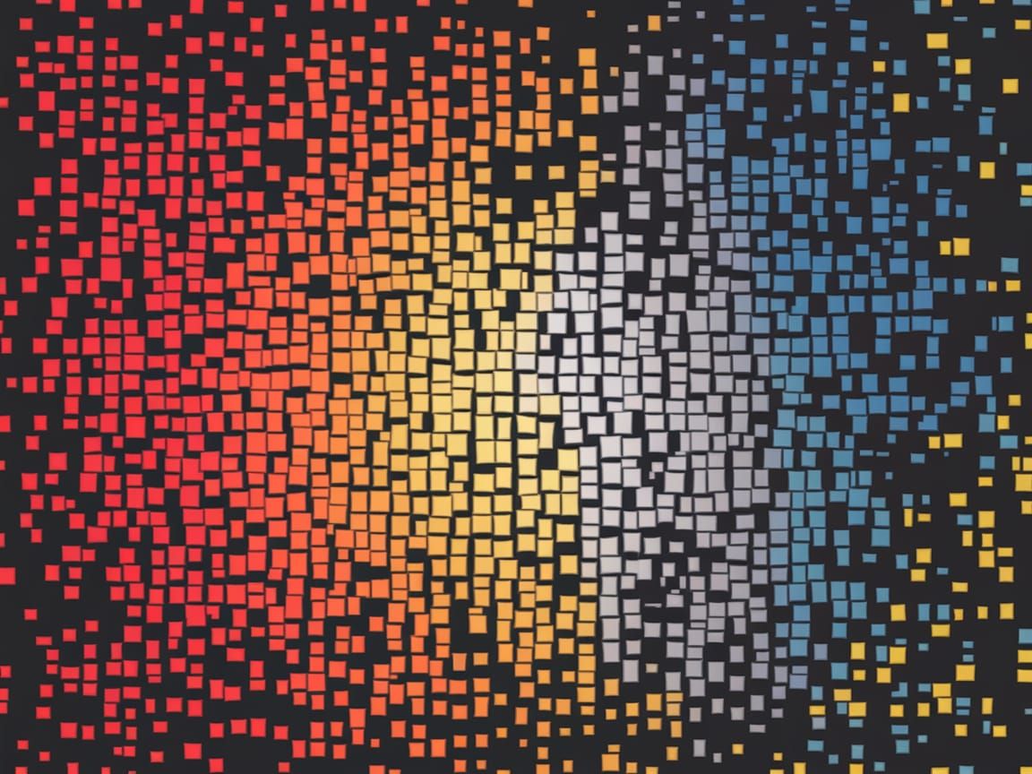 Vibrant Cubist Mosaic Art with Colored Squares