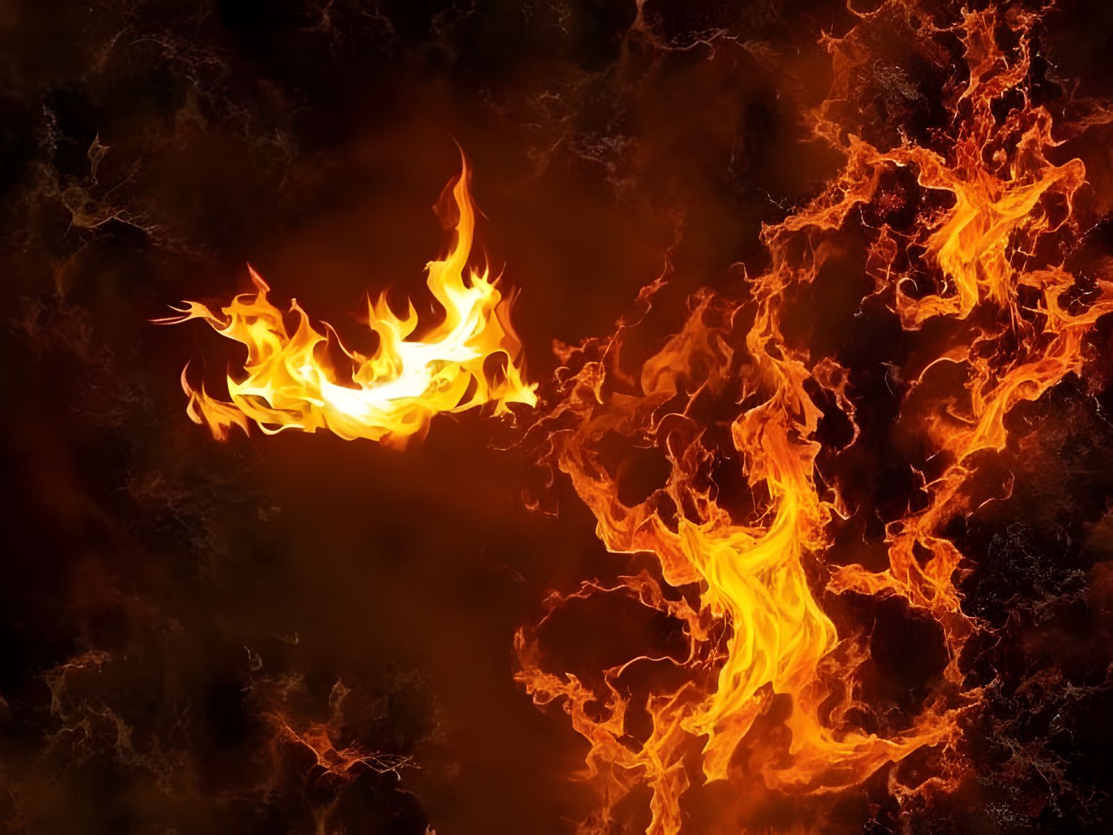 Colorful Fire Beings Dancing in Flames